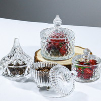 Pot à bonbons en cristal de couleur personnalisée de luxe avec couvercle, pot de rangement en verre décoratif pour la maison, la cuisine, les mariages et les fêtes