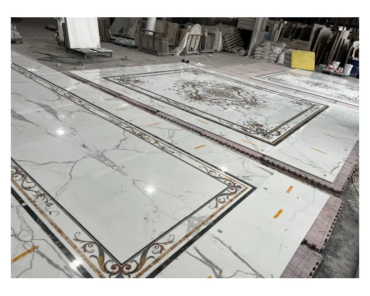 Arabo Majlis pavimentazione piastrelle a getto d'acqua medaglione di marmo Africa modelli di pietra Foyer medaglione tappeto taglio di pietra