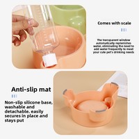 Distributeur d'eau automatique intelligent à trois pieds pour animaux de compagnie avec échelle et support surélevé 25,5x20x13cm antidérapant pour chats et chiens