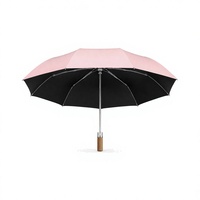 Parapluie pliant pour femmes, anti-UV, revêtement noir, ouverture et fermeture automatiques, trois plis, léger, logo personnalisé