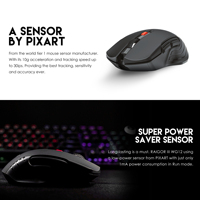 Ratón para Juegos FANTECH WG12, Sensor Pixart 3065, Ratón Inalámbrico Programable para PC de 2.4GHz