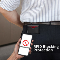 Dompet ramping bergaya untuk pria lipat dua kulit asli klip uang jendela Id pemegang kartu hitam