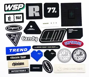 Customized Embossed Logo Silicone PVC patch Custom 3D Soft Rubber Patches for Garment black rubber patch