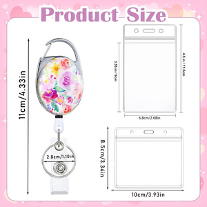 Oval-shaped patterned badge roll holder with double-sided UV printing and back <b>clip</b>. Also available: Oval-shaped badge roll - Product Image 2