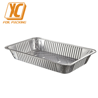 Poêle à dinde jetable de 21x13 pleine grandeur en aluminium robuste avec couvercle en PET pour table à vapeur grils et barbecue