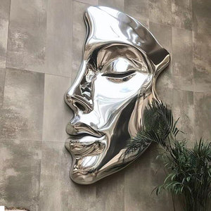 Scultura Contemporanea in Metallo 3D a Forma di Viso Femminile, Scultura Astratta in Acciaio Inossidabile da Parete, Statua del Viso per Esterni - Product Image 6