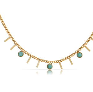 18K Gold Plated Choker with Small Gemstones Stainless Steel Turquoise Pendent <strong>Boho</strong> <strong>Necklaces</strong> for Women - Product Image 4