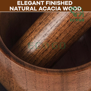Set of Wood Mortar Pestle Bamboo <b>Grinder</b> Bowl for Seasoning Polished <b>Herb</b> Crusher for Guacamole Salad - Product Image 6