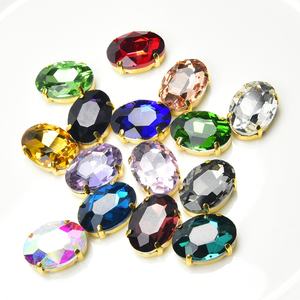 Ovaal Glas Naait Strass Met Gouden Klauwzetting Kristallen Knop Met Gaten Voor Kledingstukken Sieraden Trouwjurk Accessoires - Product Image 4