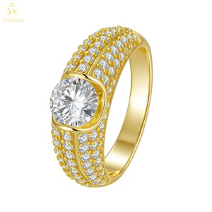 แหวนเงินแท้ S925 ประดับเพชรโมอิสซาไนต์ VVS 1-<span class=keywords><strong>2</strong></span> กะรัต แหวนเงินโมอิสซาไนต์สำหรับผู้ชาย ชุบทอง แหวนแต่งงานสำหรับผู้ชาย - Product Image 2