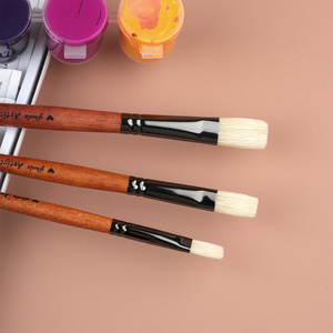 Lot de 6 pinceaux plats professionnels en poils de sanglier pour <span class=keywords><strong>peinture</strong></span> à l'huile et acrylique, manche en <span class=keywords><strong>bois</strong></span> de bouleau, pour artistes - Product Image 4