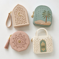 Porte-monnaie islamique 3D en silicone, motif Mihrab, sac cabas octogonal, motif palmier découpé, motif treillis, fermeture éclair, porte-clés, breloque de sac, mini portefeuille, Ramadan