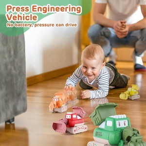 Juguetes de Construcción de Dibujos Animados, Mini Camiones de Ingeniería de Presión y Avance, Set de Excavadora, Topadora, Apisonadora y Hincadora para Niños Pequeños - Product Image 2