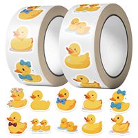 Autocollants animaux canard découpés à la forme, imperméables et durables, impression personnalisée, pelliculage mat/brillant, prêts à expédier, 500 pièces par rouleau