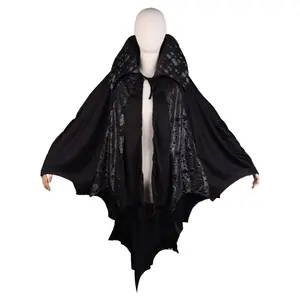Pafu Halloween Costumes Performance Clothing Dress Halloween Black Cloak Long Stand-Up Collar Cape Cosplay Costume For Women