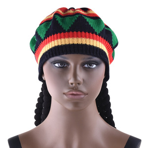 Bán buôn reggae Crochet jamaican Rasta Beanie Hat với dreads dreadlock dài tóc giả màu đen tóc - Product Image 4