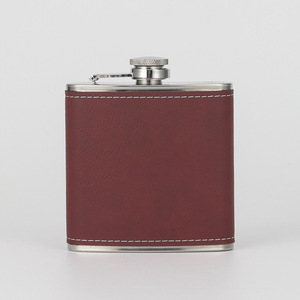 Fiaschette da 6oz 180ml in Acciaio Inossidabile con Rivestimento in <span class=keywords><strong>Pelle</strong></span>, Logo Personalizzato Inciso al Laser, Design Moderno e Minimalista, Portatili per Whisky - Product Image 6