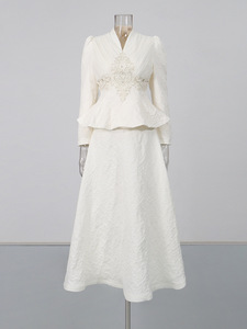 <span class=keywords><strong>Completo</strong></span> Estivo Modesto a 2 Pezzi per Donne Musulmane, Vestibilità Ampia, in <span class=keywords><strong>Lino</strong></span> Elasticizzato con Maniche Larghe e Decorazioni Ricamate - Product Image 5