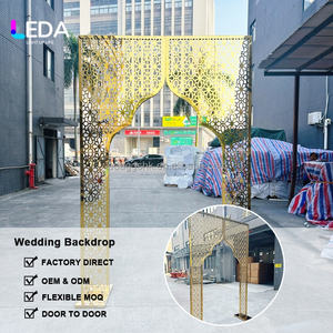 Arco de Boda LEDA Personalizado Estilo Indio, de Acero Inoxidable Dorado Brillante, para Decoración de Entrada en Eventos de Boda - Product Image 2