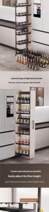 Cesta extraíble alta de diseño moderno, armario de cocina para almacenamiento de aperitivos en hoteles, estante extraíble lateral alto y profundo junto a la nevera - Product Image 3