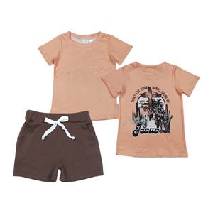 Ensembles 2 pièces décontractés pour garçons : T-shirt et short Western Jesus en coton et élasthanne imprimé – Vente en gros de tenues pour frères - Product Image 1