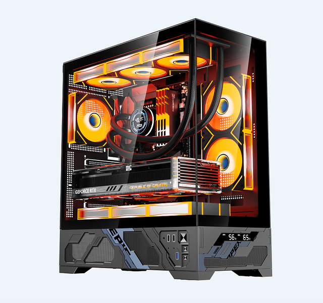 Wanjia QianXi ATX Digital Display No-column Seaview Acrylic Full Tower 360 Water-cooled Desktop Computer Case