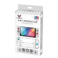 Kit de protection 8 en 1 de haute qualité pour Nintendo Switch NS OLED NSO PC+TPU, coque en verre trempé avec boîte, compatibilité