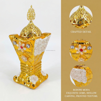 Brûleur d'encens en céramique dorée avec accents floraux en cristal, décoration artistique arabe et chinoise pour le yoga, la méditation, l'aromathérapie et le spa