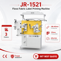 Machine d'impression d'étiquettes flexo automatique 3 couleurs JR-1521, vitesse 60 m/min, pour l'impression de rubans en nylon pour vêtements