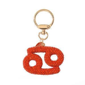 Strass Signe Du Zodiaque Porte-clés Horoscope Charmes bling cristal Diamants 12 Constellation Astrologie Signe Étoile Porte-clés bijoux - Product Image 4