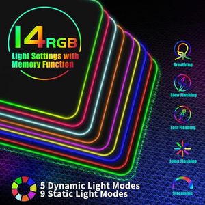 RGB Chuột chơi game pad không dây sạc lớn LED Chuột <span class=keywords><strong>Mat</strong></span> với 14 chế độ chiếu sáng XXL chuột Pad Ergonomic máy tính bàn-Pad - Product Image 6