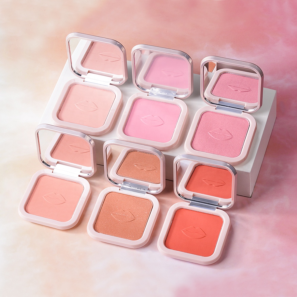 Фирменная ярлык, высокое качество, высокое качество, пигментный крем, румяна, хайлайтер, розовый квадратный чехол для румян с зеркалом