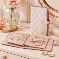 Organisateur de bijoux en cuir PU de luxe, amovible, portable, pour bagues, boucles d'oreilles, colliers, idéal pour les voyages