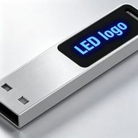 Clé USB longue en métal avec trou et lumière LED, logo personnalisé, cadeau promotionnel d'entreprise, clé USB lumineuse