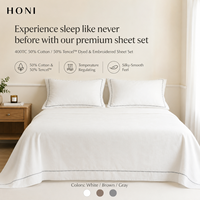 HONI Ensemble de literie moderne 4 pièces à prix abordable pour lit simple, drap-housse 400 fils anti-plis avec taies d'oreiller pour toutes les saisons