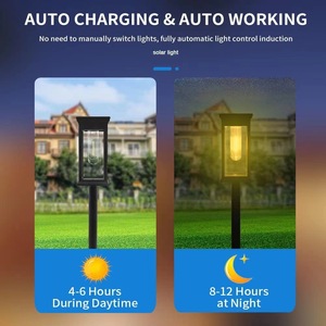 Lampe solaire de jardin Xinhuiyuan, lumière blanc chaud bronze, 12-16 heures d'autonomie, éclairage de chemin extérieur, étanche, lumière décorative pour pelouse - Product Image 4