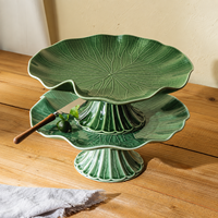 Ensemble de 6 assiettes de service en céramique peintes à la main, formes de feuilles vertes avec bord irrégulier, feuillage moderne par LovingHome Design