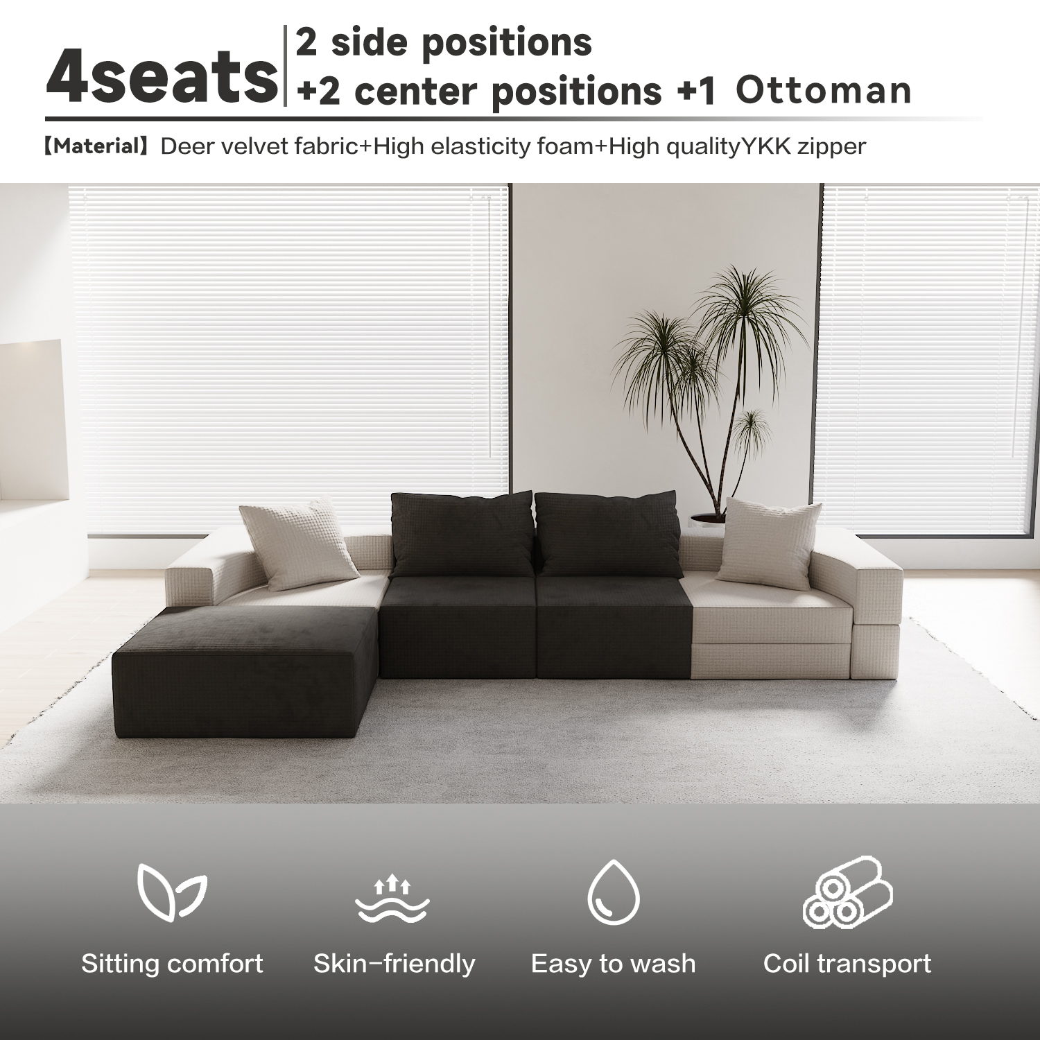 Deux positions de bord + OttomanDeux positions centrales