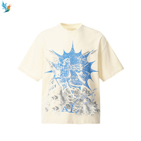 Camisetas de Manga Corta para Hombre, Estilo Casual, Talla Grande, Corte Holgado, Hombros Caídos, Estampado Retro Lavado, 100% Algodón