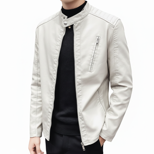 Veste en simili cuir de style classique pour homme de qualité supérieure Vêtement d'extérieur décontracté avec traitement tricoté respirant Taille plus pour l'hiver - Product Image 1