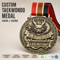 Médailles de Taekwondo Personnalisées Direct Usine OEM 3D Vente en Gros Sans MOQ Livraison Rapide en Alliage de Zinc Moulé sous Pression pour Tournois et Événements