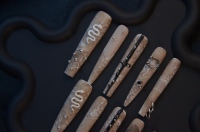 Lot de 10 faux ongles en ABS noir faits à la main, à presser, forme amande, avec colle, pointes longues style stiletto, forme carrée, application sur les doigts