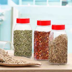 16oz PET Square <b>Spice</b> <b>Jars</b> with Cap and Screen Printed Shaker Lids for Powder Storage and Salt Seasoning - Product Image 4