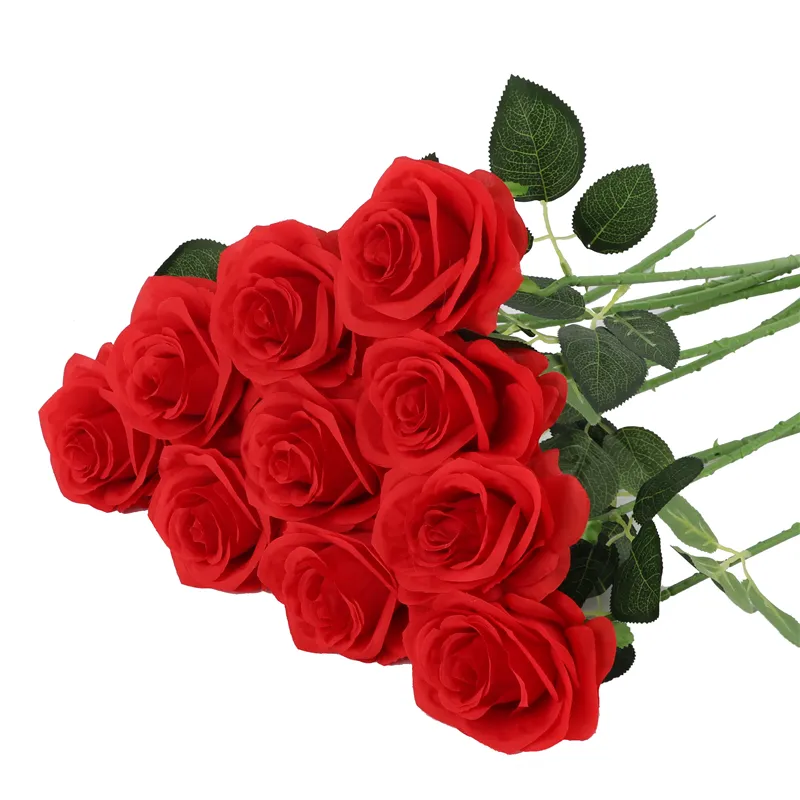 Yiwu Fabriek Kunstmatige Rose Bloemen Bruiloft Decoratie Stuurpen Rode Zijde Rose Bloemen Voor Home Decor