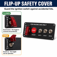 Kit Panel Sakelar Tombol Start Pengapian Balap Serat Karbon dengan Kabel Harness dan Relay Starter Mesin untuk Mobil Truk