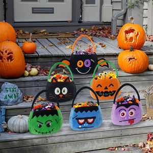 Nouveau design de sac à jouets en peluche V006 Poupée en peluche citrouille Paniers cadeaux personnalisés pour Halloween avec poignée pour cadeaux de fête - Product Image 6