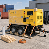 Générateur diesel mobile insonorisé 200 kVA sur remorque, essieu tandem, triphasé 400 V, pour chantier de construction