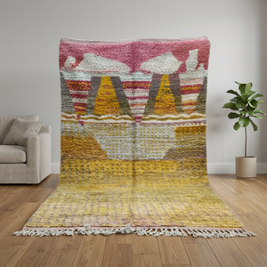 Geometric Pattern Rectangle Area <b>Rug</b> Handmade Bohemian Style Organic Wool Acrylic High Pile Tassels for Living Room - Product Image 3