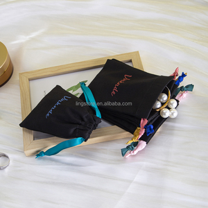 7*9 cm Low Moq <b>Small</b> Black Cotton Drawstring Pouch Customized Canvas <b>Bag</b> Eco Muslin Fabric Jewelry Packaging <b>Bags</b> for Necklace - Product Image 5