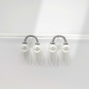 wholesale plata 925 sterling silver Romantic Pearl Stud Earring Everyday gold plated hypoallergenic dainty handmade earrings - Product Image 5